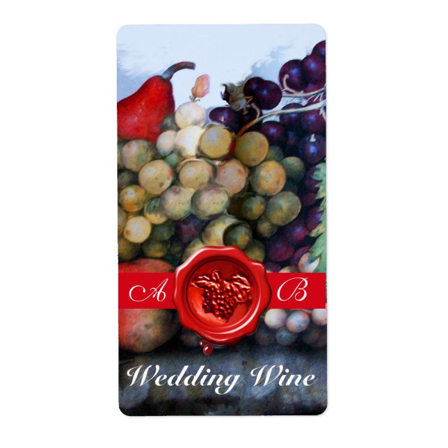 MONOGRAMA DE SELLO DE CERVAS ROJAS DE BODA DE FRUT (Frente)