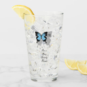 Monograma de sombra de mariposa azul con respaldo