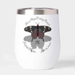 Monograma de sombra de mariposa Rosa Crimson