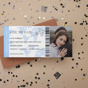 Monograma de tarjeta de embarque azul para guardar