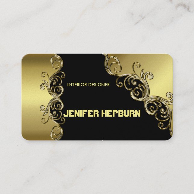 Monograma de tarjetas de presentación Gold y Black (Anverso)
