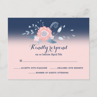 Monograma de tarjetas postales RSVP para la boda a
