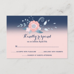 Monograma de tarjetas RSVP de pago y boda azul