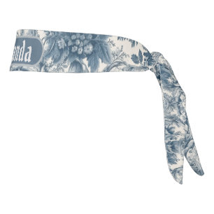 Monograma de tela azul de jouy floral vintage