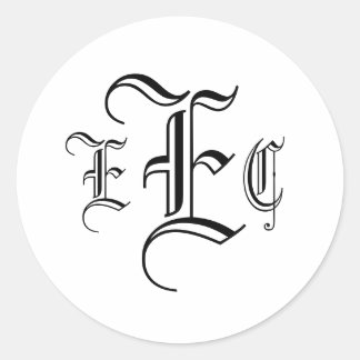 Monograma de tres letras Sello para sobres blanco
