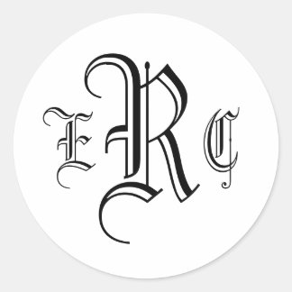 Monograma de tres letras Sello para sobres blanco