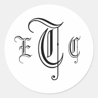 Monograma de tres letras Sello para sobres blanco