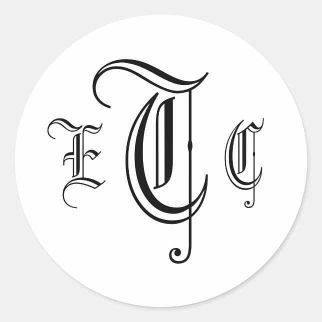 Monograma de tres letras Sello para sobres blanco  (Anverso)