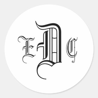 Monograma de tres letras Sello para sobres blanco
