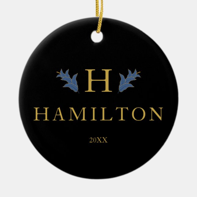 Monograma de vacaciones de oro Ornamento de fotos  (Frente)