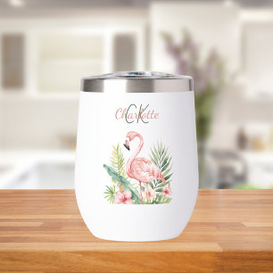 Monograma de verano tropical de flamingo rosa
