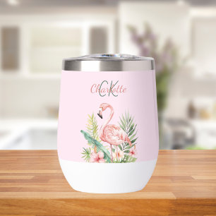 Monograma de verano tropical de flamingo rosa