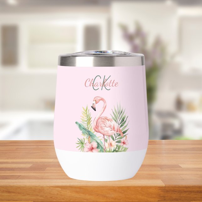 Monograma de verano tropical de flamingo rosa (Subido por el creador)