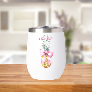 Monograma de verano tropical de piña rosa