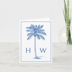Monograma del árbol de palmetto azul y blanco