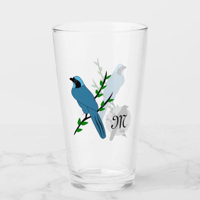 Monograma del bonito Turquoise Jay Bird (Anverso)