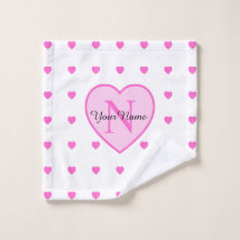 Monograma del corazón rosa y blanco