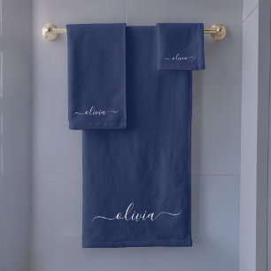 Monograma del guión moderno azul de la Marina