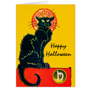 MONOGRAMA DEL PARTIDO GATO HALLOWEEN NEGRO