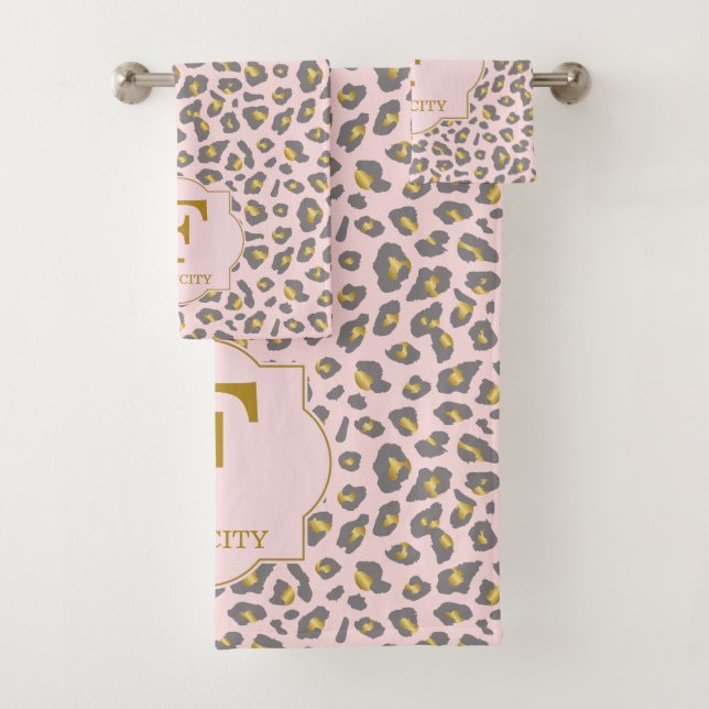 Monograma del patrón de leopardo de oro rosado mod (In situ)