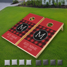 Monograma del patrón de patrón de búfalo rojo y ne