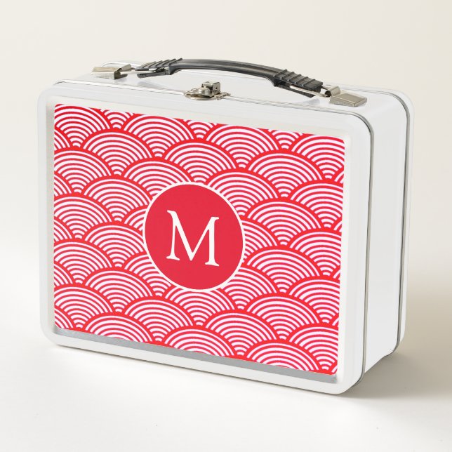 Monograma del patrón de vieira rojo y blanco (Anverso)