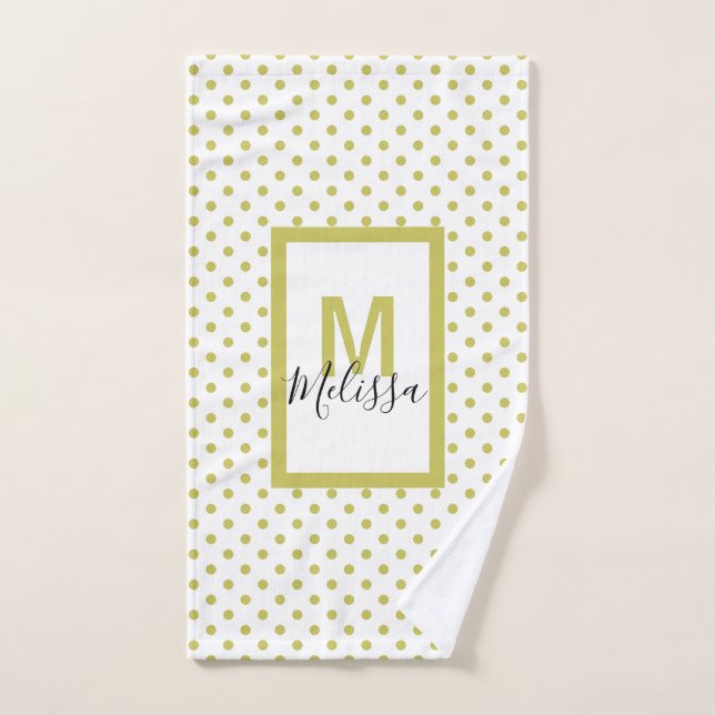 Monograma del patrón del círculo dorado blanco mod (Toalla de mano)