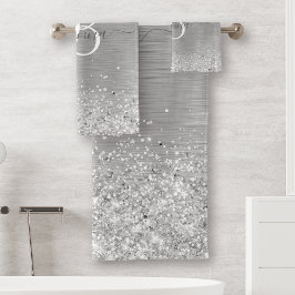 Monograma del Purpurina Metalizado cepillado de pl