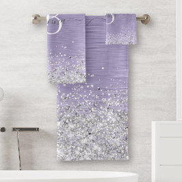 Monograma del Purpurina plateado Metalizado cepill