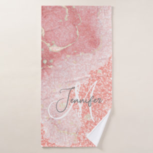 Monograma del Purpurina rosado Girly Agate