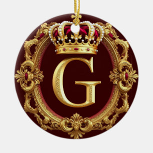 🌸 Monograma Dorado G Royal Decoración Clásica par