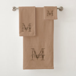 Monograma dorado metálico beige Escritura minimali