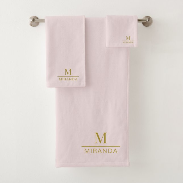 Monograma dorado Minimalista moderno Rubor rosa (In situ)