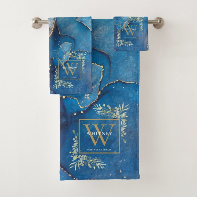 Monograma dorado Nombre verde Agate azul Geode (In situ)