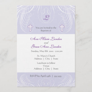 Monograma Dos Chicas Bautismo Invitación