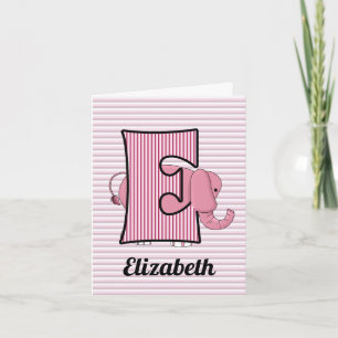 Monograma E de Elefante Rosa en blanco