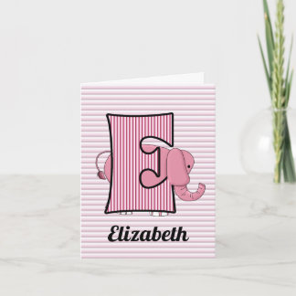Monograma E de Elefante Rosa en blanco