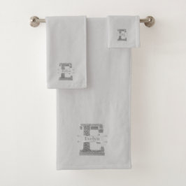 Monograma E inicial de plata personalizado Su nomb