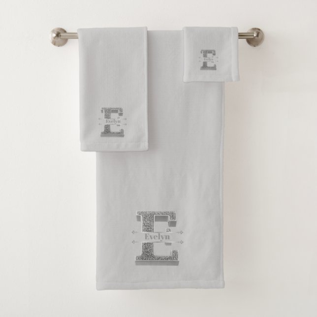 Monograma E inicial de plata personalizado Su nomb (In situ)