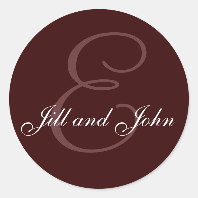 Monograma E y nombres Sello chocolate marrón (Anverso)