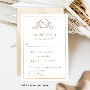 Monograma elegante beige y crema, acuarela RSVP