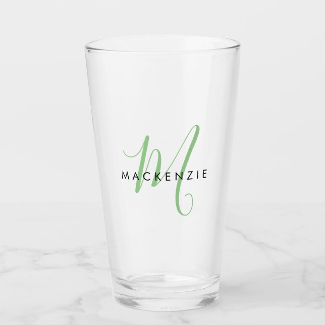 Monograma elegante de escritura verde (Anverso)