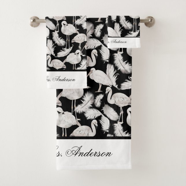 Monograma Elegante Guión Plumas de Cisne Blanco Ne (In situ)