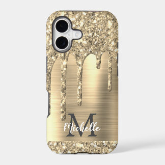 Monograma Elegante Metal Dorado con Brillo Dorado 