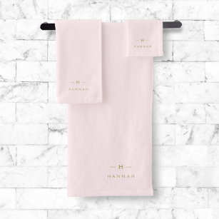 Monograma elegante minimalista Rubor rosa y dorado