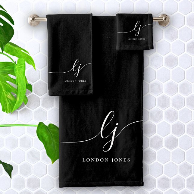 Monograma Elegante Moda minimalista en blanco negr (Subido por el creador)