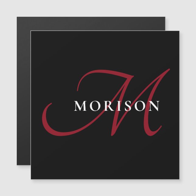 Monograma elegante moderno de escritura roja negra (Anverso/Reverso)