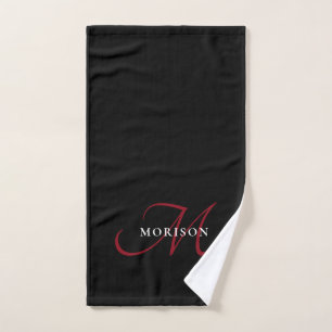 Monograma elegante moderno de escritura roja negra