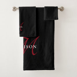 Monograma elegante moderno de escritura roja negra