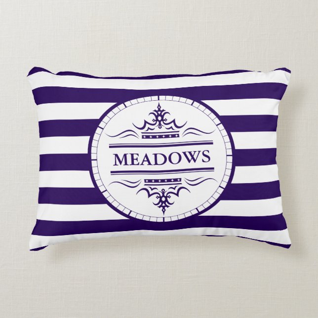 Monograma Elegante Naval Náutica Almohada de acent (Anverso)